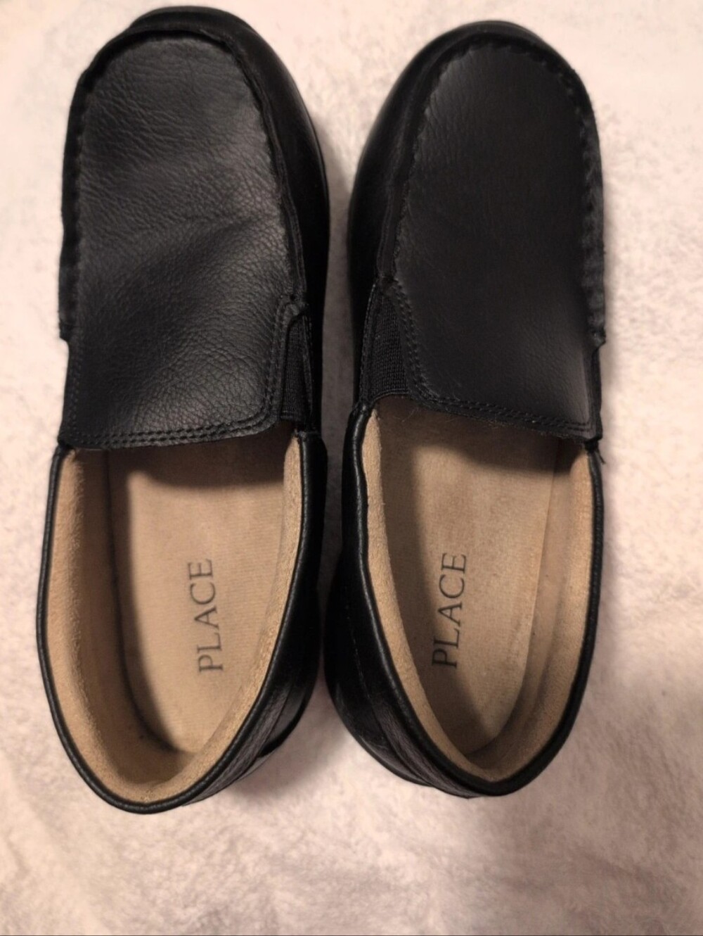 Place Black Kid's Slip-On Moccasin Loafers